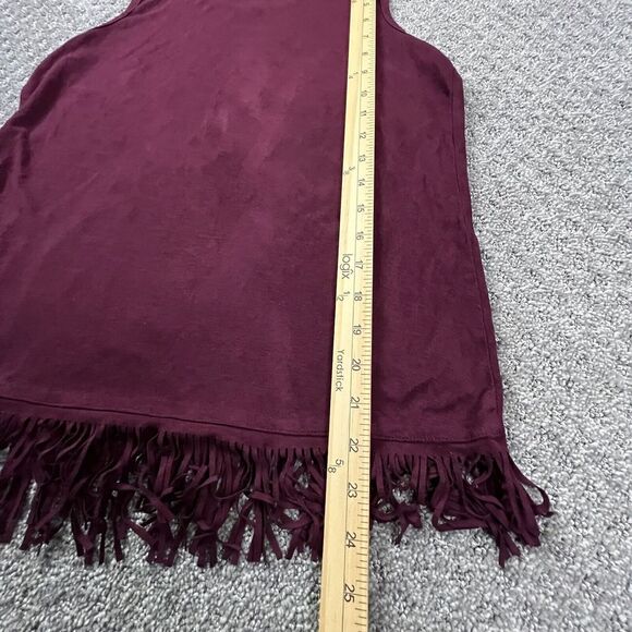 Epilogue Womens Small Boho Fringed Hem Tank Top Faux Suede - Picture 5 of 5